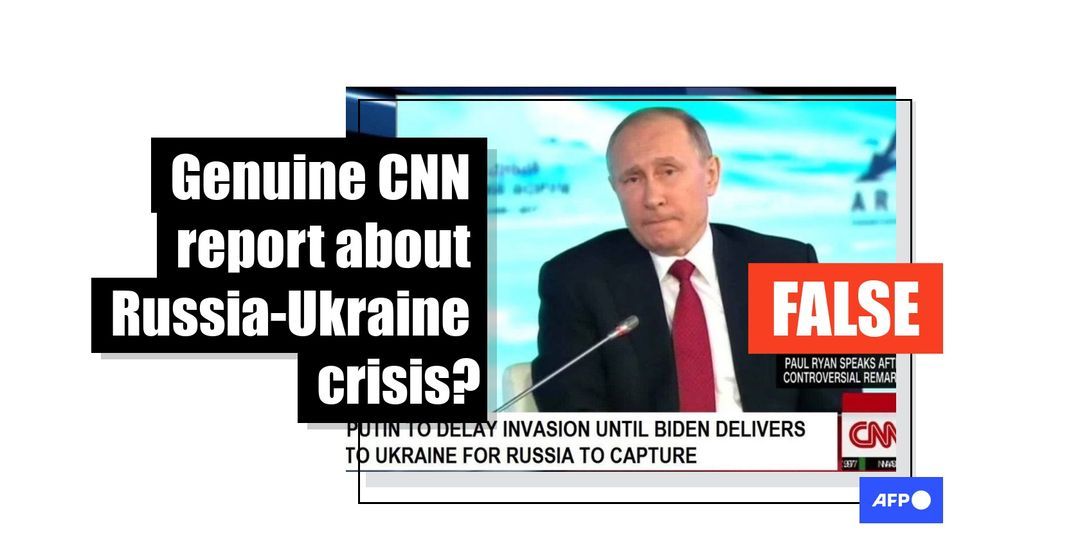 Doctored CNN screenshot shared in posts about 'Putin delaying Russian invasion of Ukraine' - Featured image