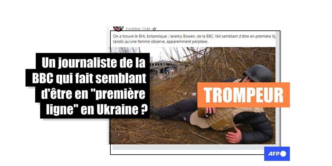 Non, cette image ne montre pas un reporter de la BBC simuler sa présence "en première ligne" en Ukraine - Featured image