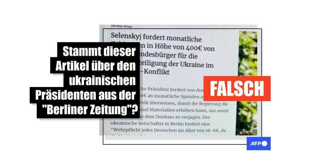 Dieser Artikel der "Berliner Zeitung" über eine angebliche Selenskyj-Forderung ist eine Fälschung - Featured image