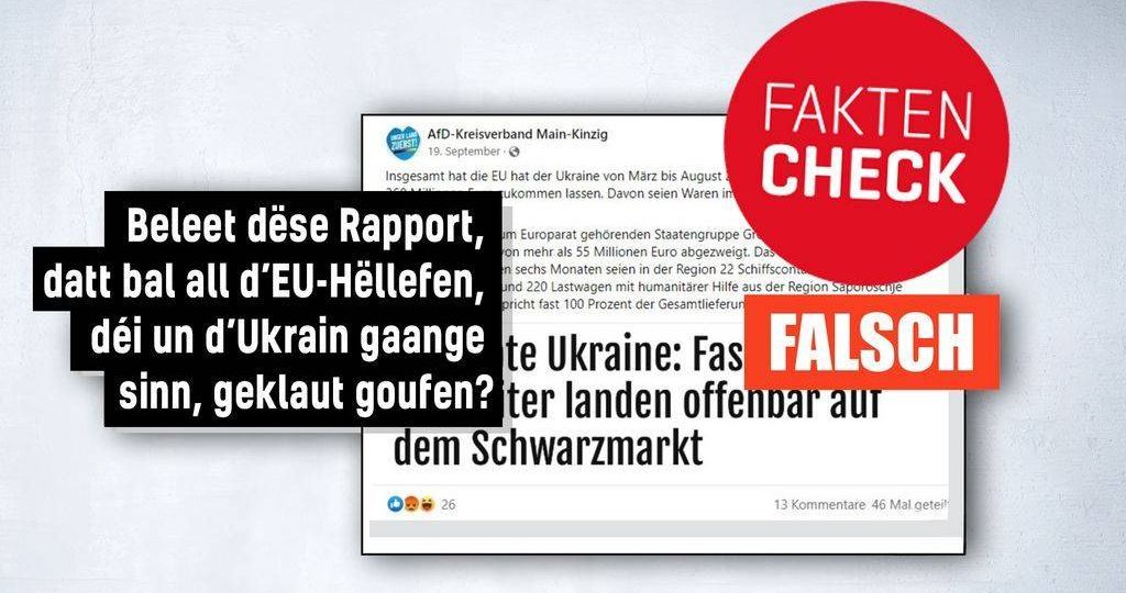 Faktencheck: Rapport iwwer Verontreiung vun EU-Hëllefen an der Ukrain existéiert net - Featured image