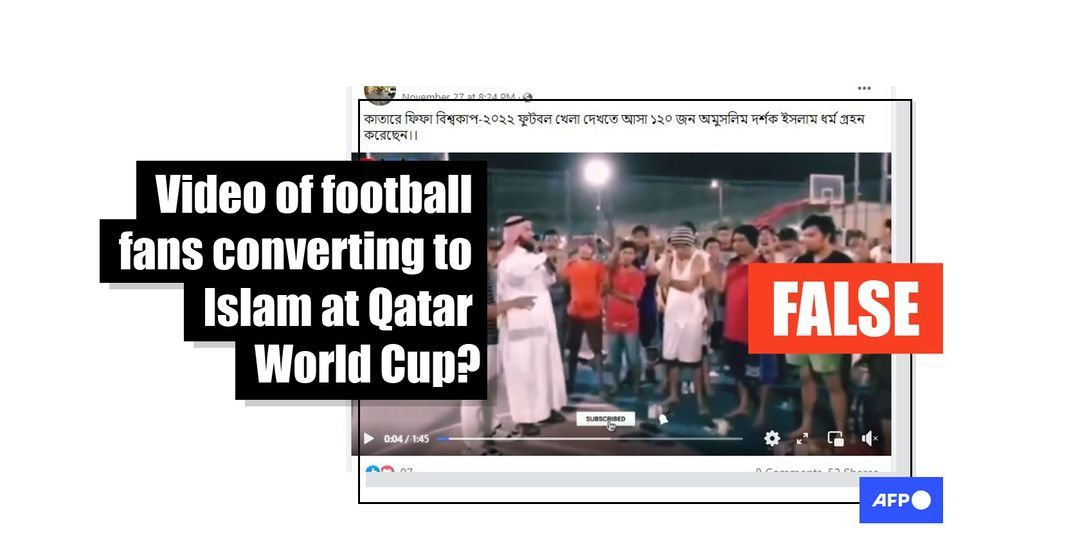 Old video falsely shared as showing 'people converting to Islam at Qatar World Cup' - Featured image