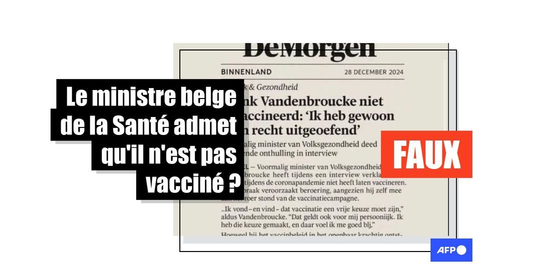 Le ministre belge de la Santé pas vacciné contre le Covid ? Cet article de presse est un faux - Featured image