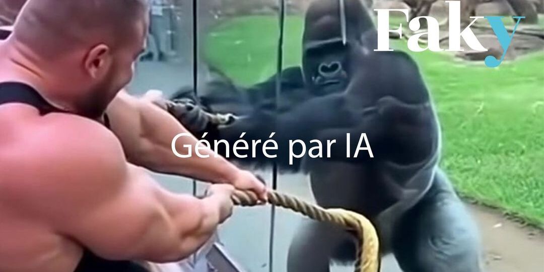 Cette vidéo d’un gorille face à trois bodybuilders lors d’un tir à la corde a été générée par IA - Featured image