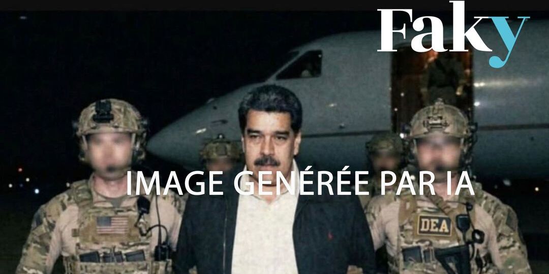 Cette image de Nicolas Maduro capturé et entouré par des agents de la DEA est fausse - Featured image