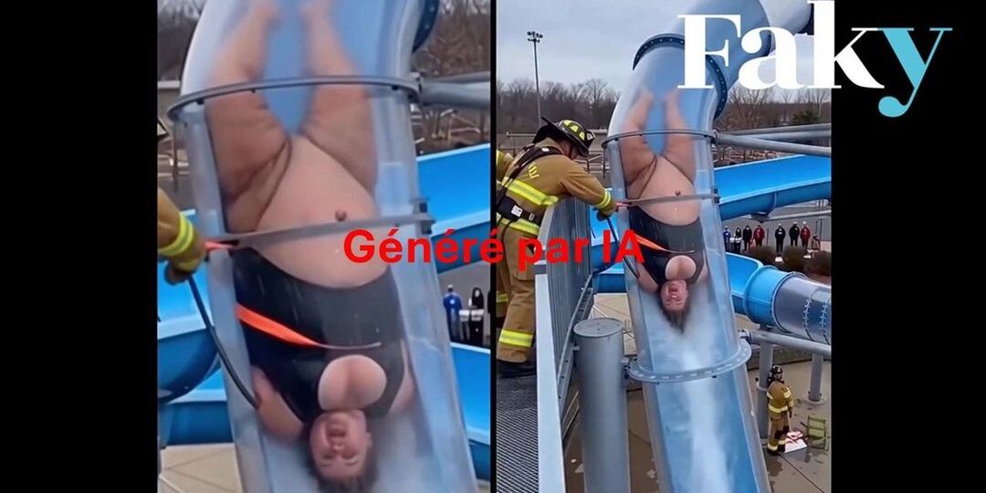 L’histoire virale de cette dame bloquée dans le tuyau d’un parc aquatique est fausse - Featured image