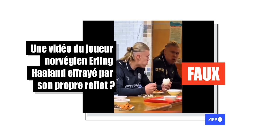 Cette vidéo censée montrer le footballeur norvégien Erling Haaland se faire peur à lui-même a été altérée par IA - Featured image